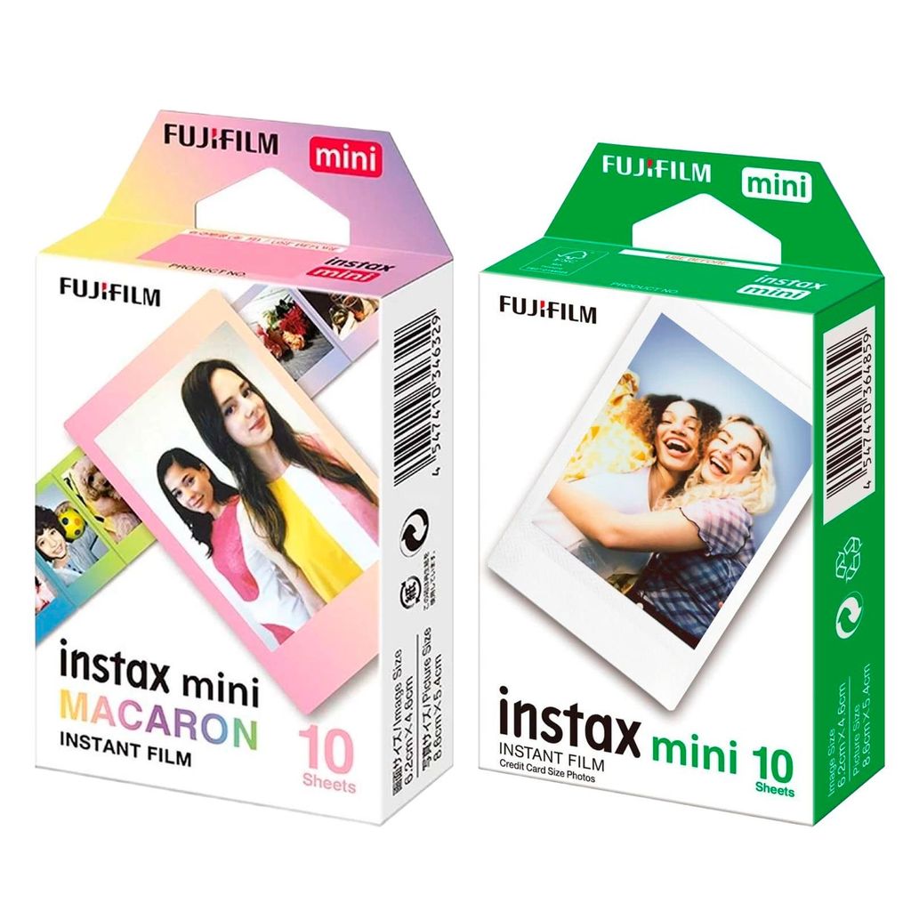 Kit 20 Fotos Filme Instax Mini Instantâneo Fujifilm - 10 Branco + 10 Macaron