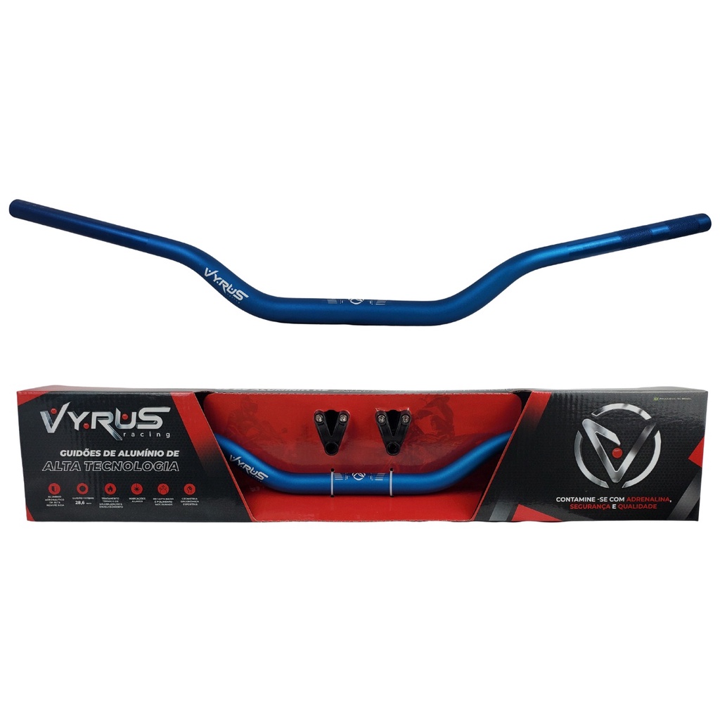 Guidão Oxxy Vyrus 28.6mm Alto Xre 300 190 Crf 250 Xtz Azul