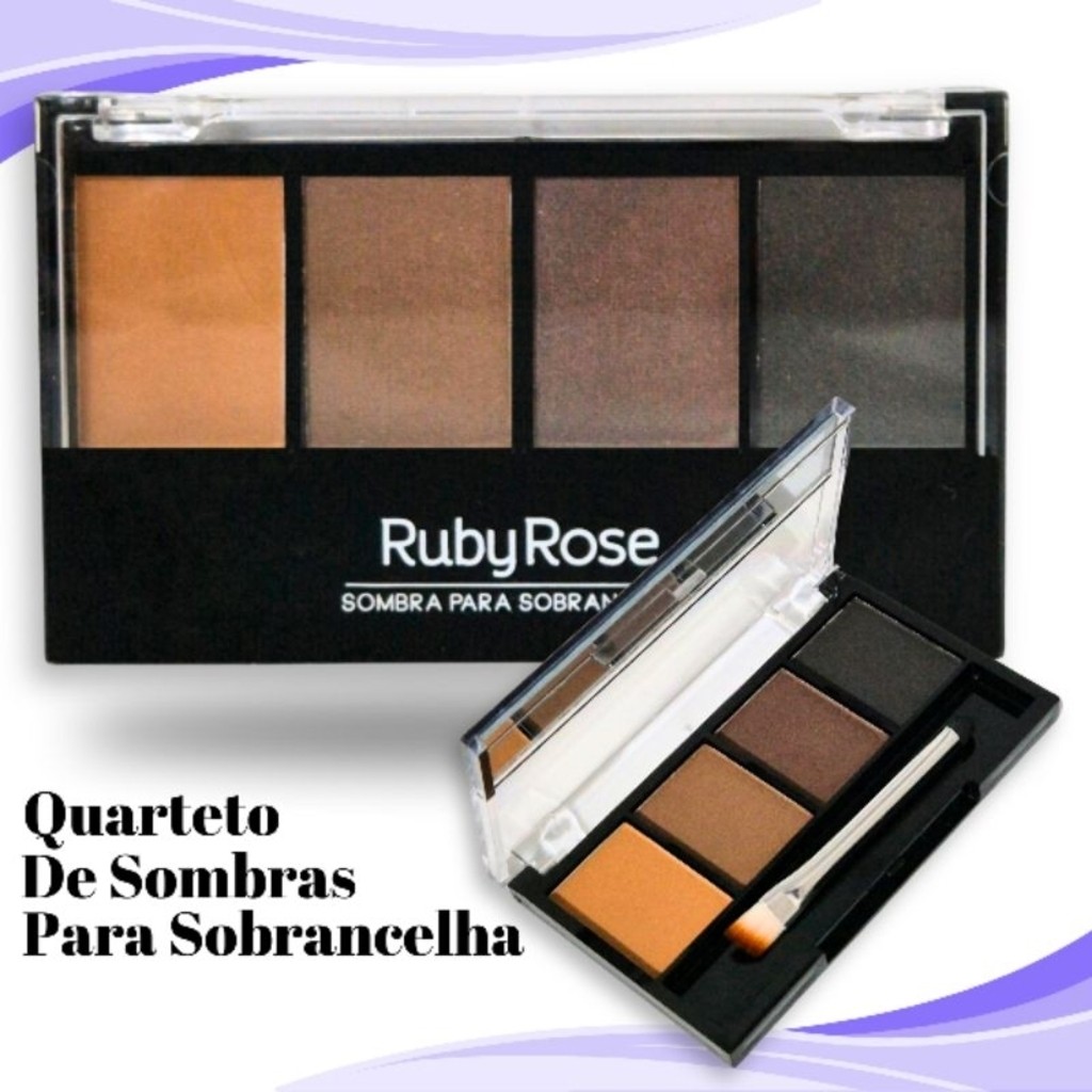 Sombra para Sobrancelha Ruby Rose HB-F572 – 4 Tons, Alta Pigmentação e Efeito Natural Paleta de Sombra para Sobrancelha