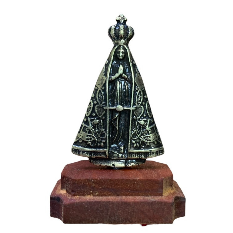 Imagem Nossa Senhora Aparecida Dupla face Base de madeira 7cm