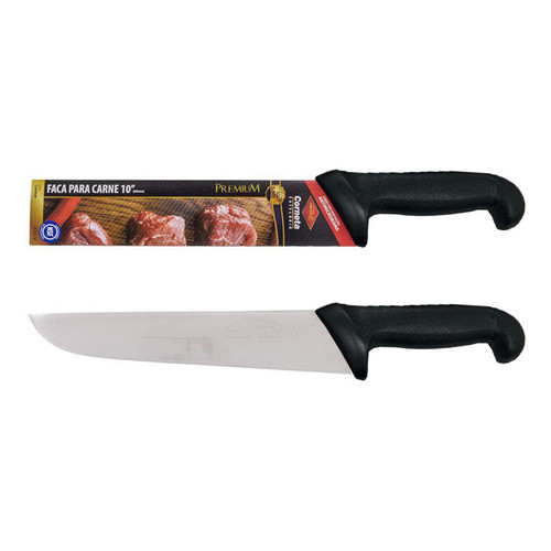 Faca Carne Açougue Churrasco Profissional 10 Corneta Premium Cor Preto
