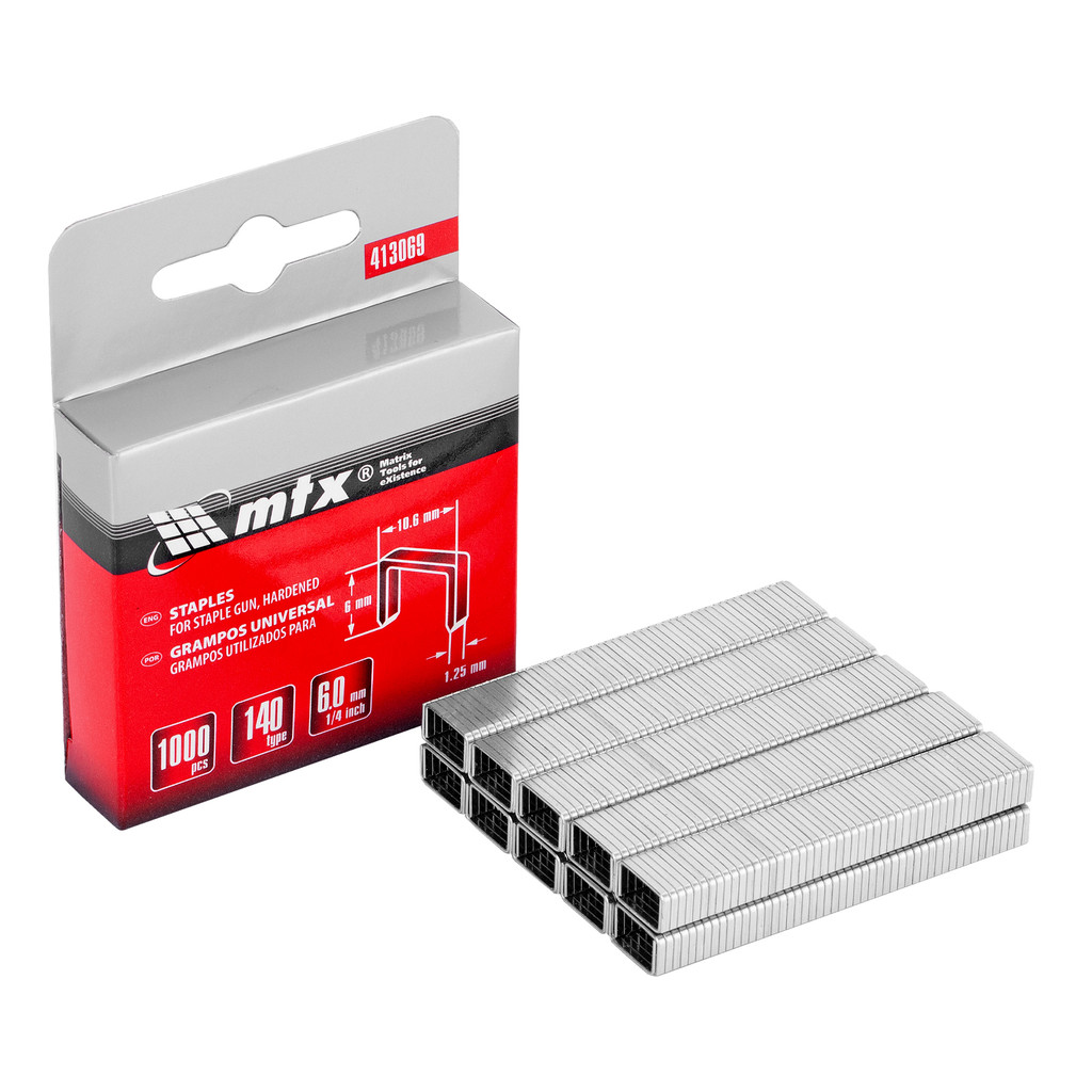 GRAMPOS PARA GRAMPEADORES, TIPO 140, TEMPERADO, 6MM, 1000 PCS // MTX