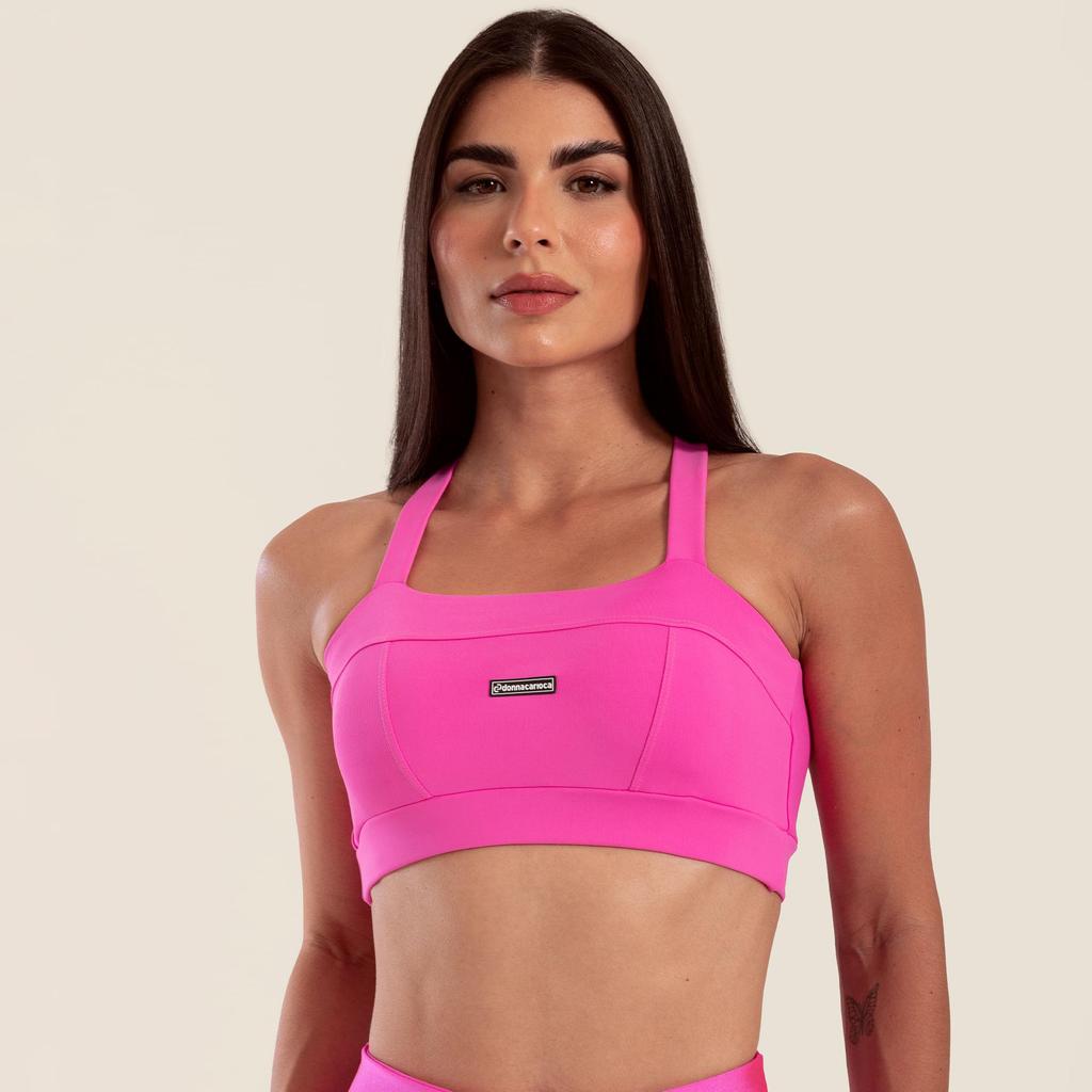 Top Faixa Com Recortes Pink Lolli Poliamida Com Bojo em Oferta na Shopee