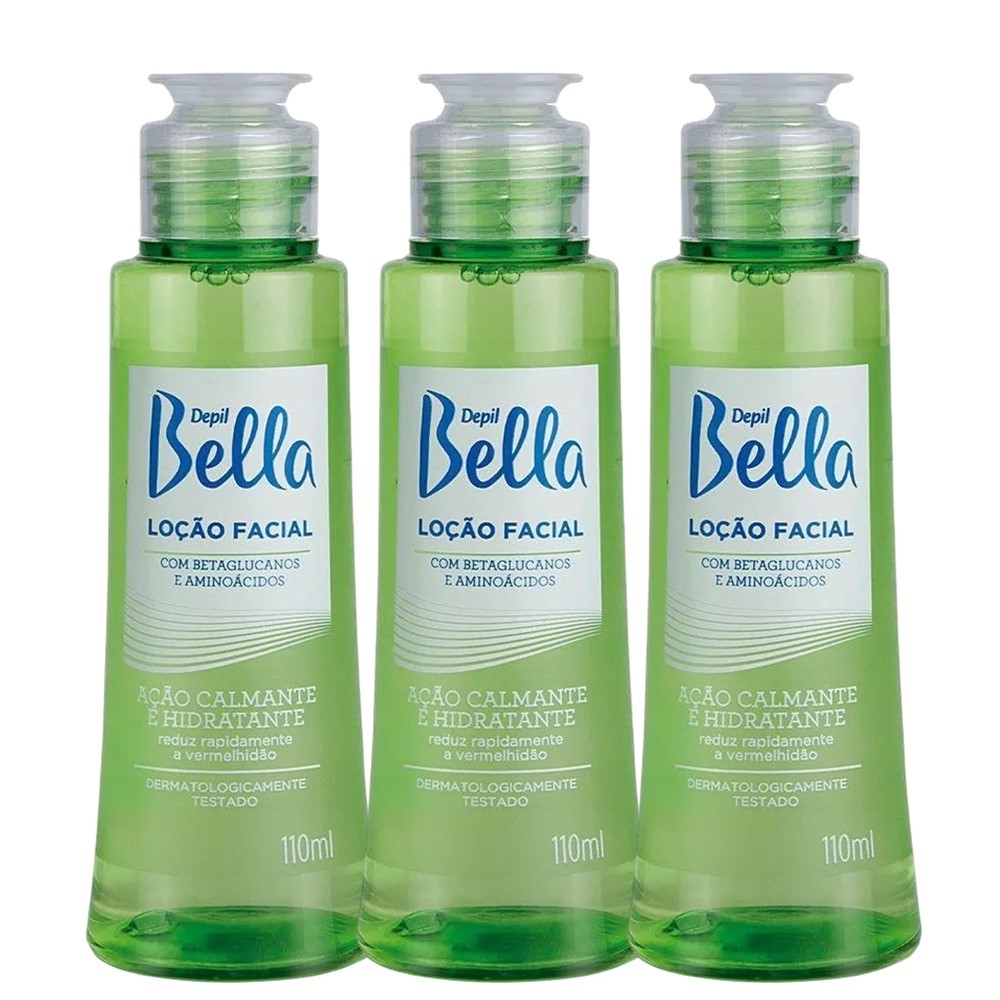 Kit 3 Loção Pós Sol Pós Depilação Facial Calmante e Hidratante Depil Bella 110ml