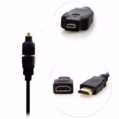 Detalhes do Cabo 1.5 Metros HDMI 3 em 1 Com Plug Adaptador Mini Micro HDMI Full HD