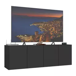 Rack Para Tv Até 50 Polegadas Com 4 Portas Suspenso Multimóveis Mp1070 Preto Preto