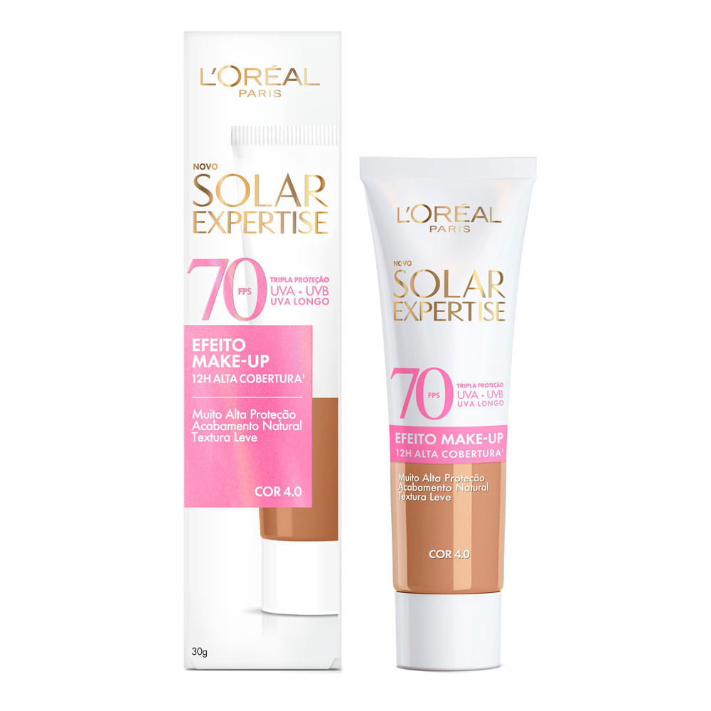 Protetor Solar Facial L'Oréal Solar Expertise FPS 70 Efeito Make UP Cor 4.0 30g em Oferta na Shopee