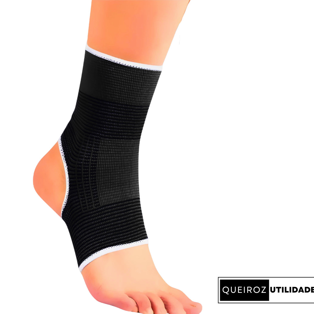 Tornozeleira Elástica Azul e Preta – 1 Unidade – Suporte e Proteção para Treino reforçada em Oferta na Shopee