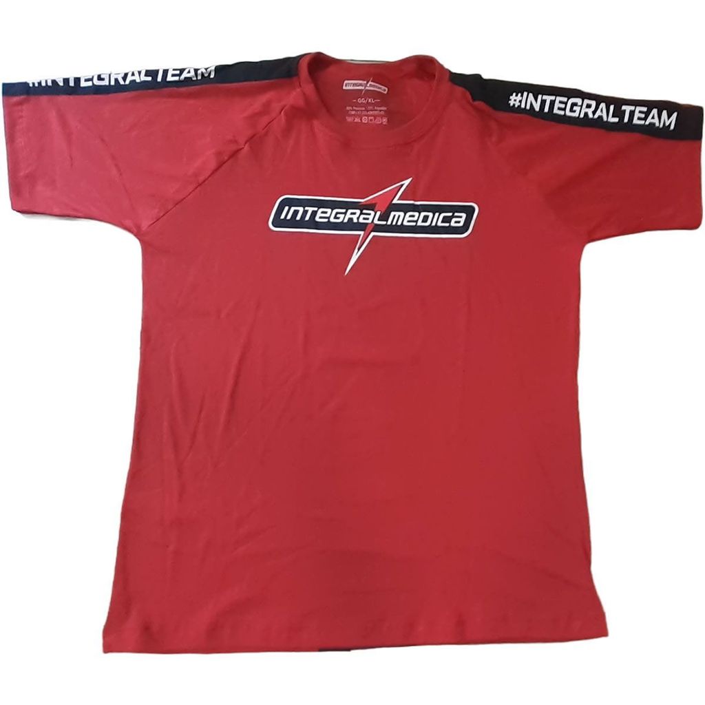 Camiseta Algodão Integral Team - Tamanho GG Vermelha/Preta - IntegralMédica