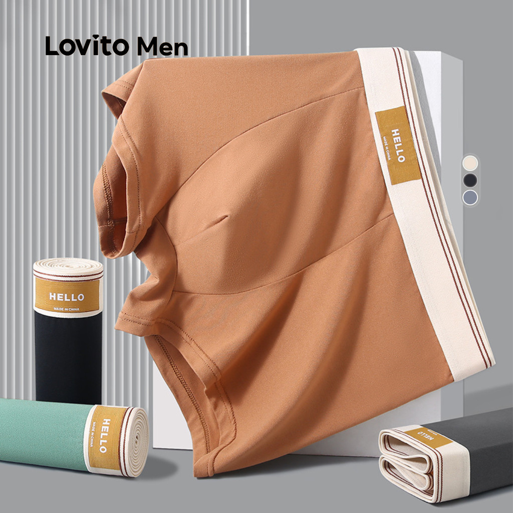 Lovito Men Roupas Íntimas Casuais para Todas As Estações Cueca Marrom para homens LNE122180 em Oferta na Shopee