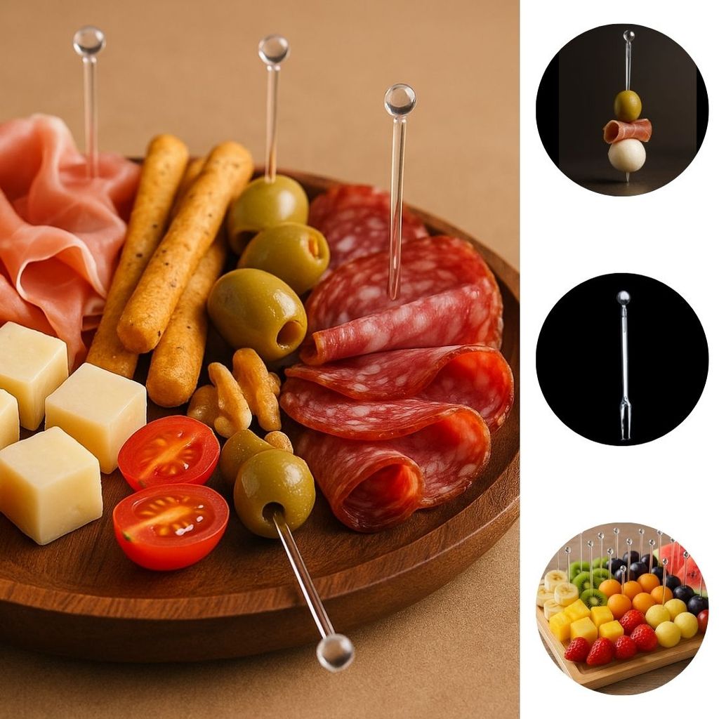 100~600 ESPETINHO PARA PETISCO APERITIVOS MINI GARFINHOS CRISTAL PLASTILANIA