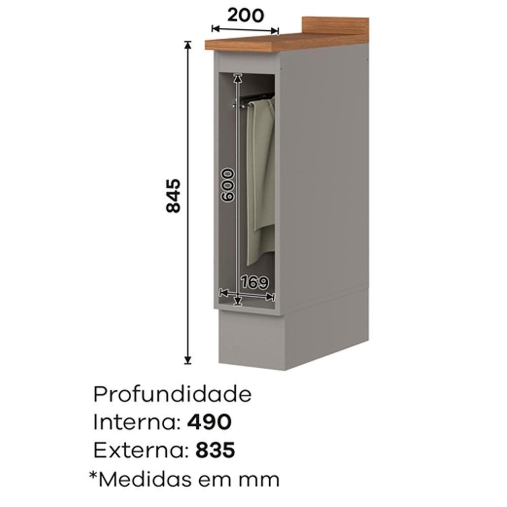 Balcao Porta Toalha Tampo 20 Cm C362 Americana Cinza Nature Henn Cinza Nature — imagem 2 de 2