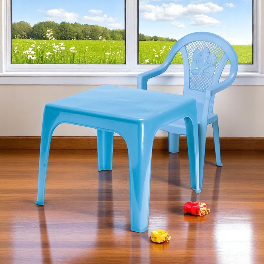 Mesinha Infantil Azul 46x38cm+1 Cadeira Poltroninha Kids