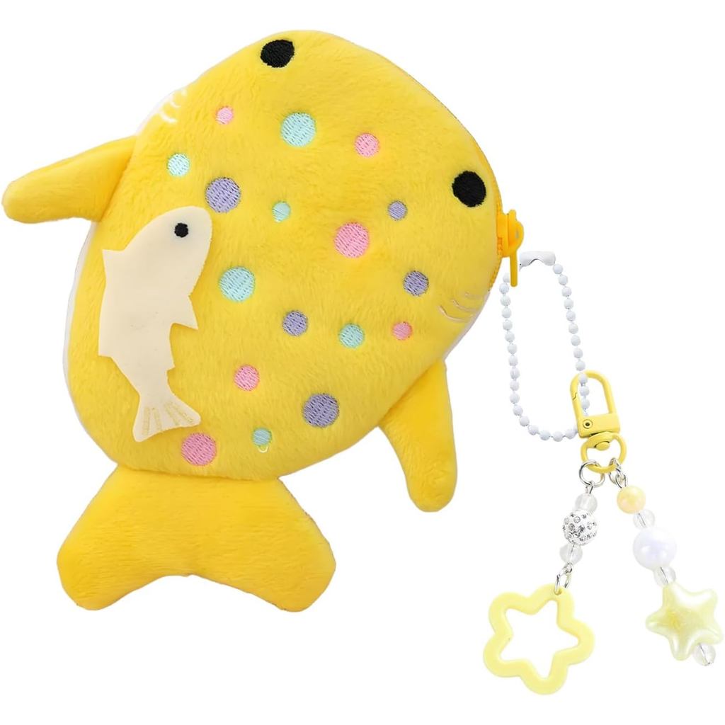 Kawaii Mini Bolsa De Moedas Chaveiro Baleia Tubarão Pelúcia Encantos Para Bolsas Peixe Moeda Presentes Mulher