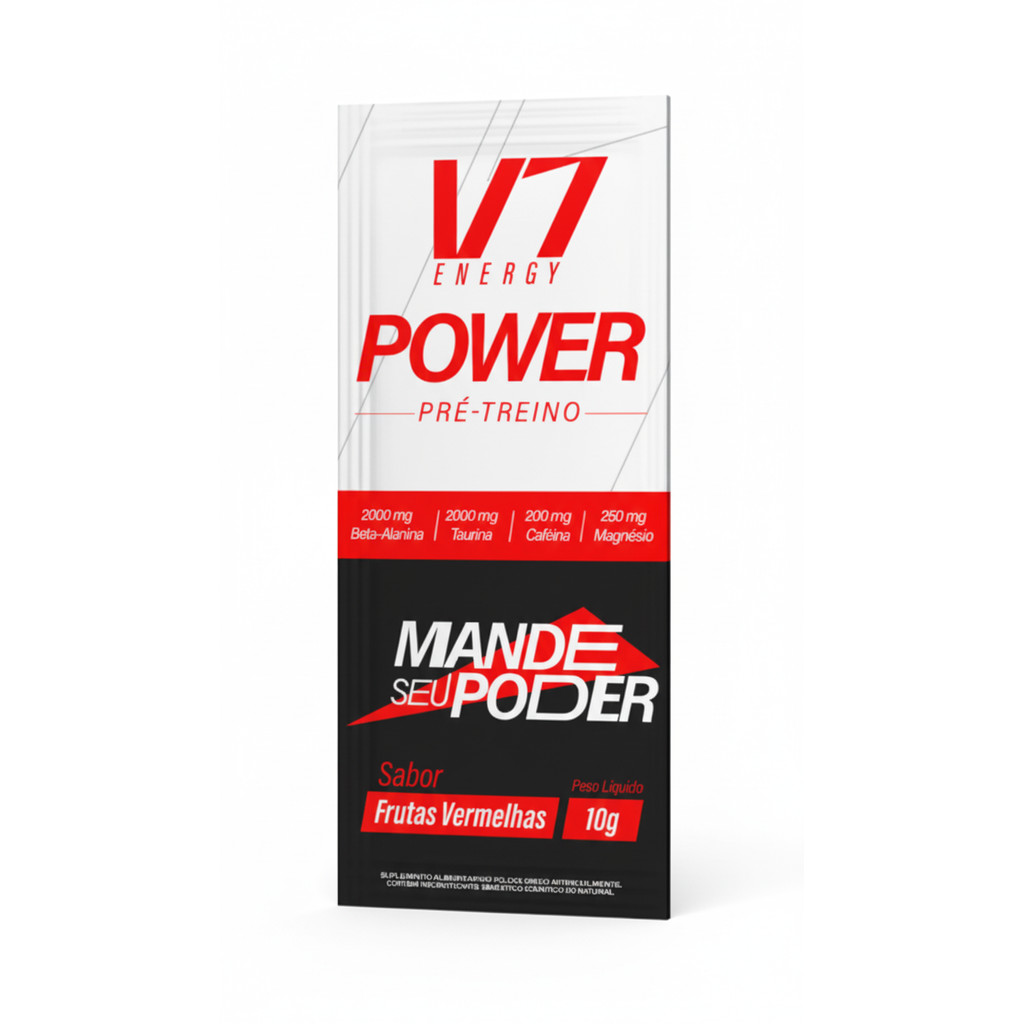 Pré Treino V7 Power Frutas Vermelhas Sache 10G Unidade - V7 ENERGY em Oferta na Shopee
