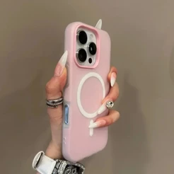 Capa Capinha Para iPhone 16 15 14 Plus 13 12 Pro Max 2 Em 1 Carga Magnética Sem Fio Fosco