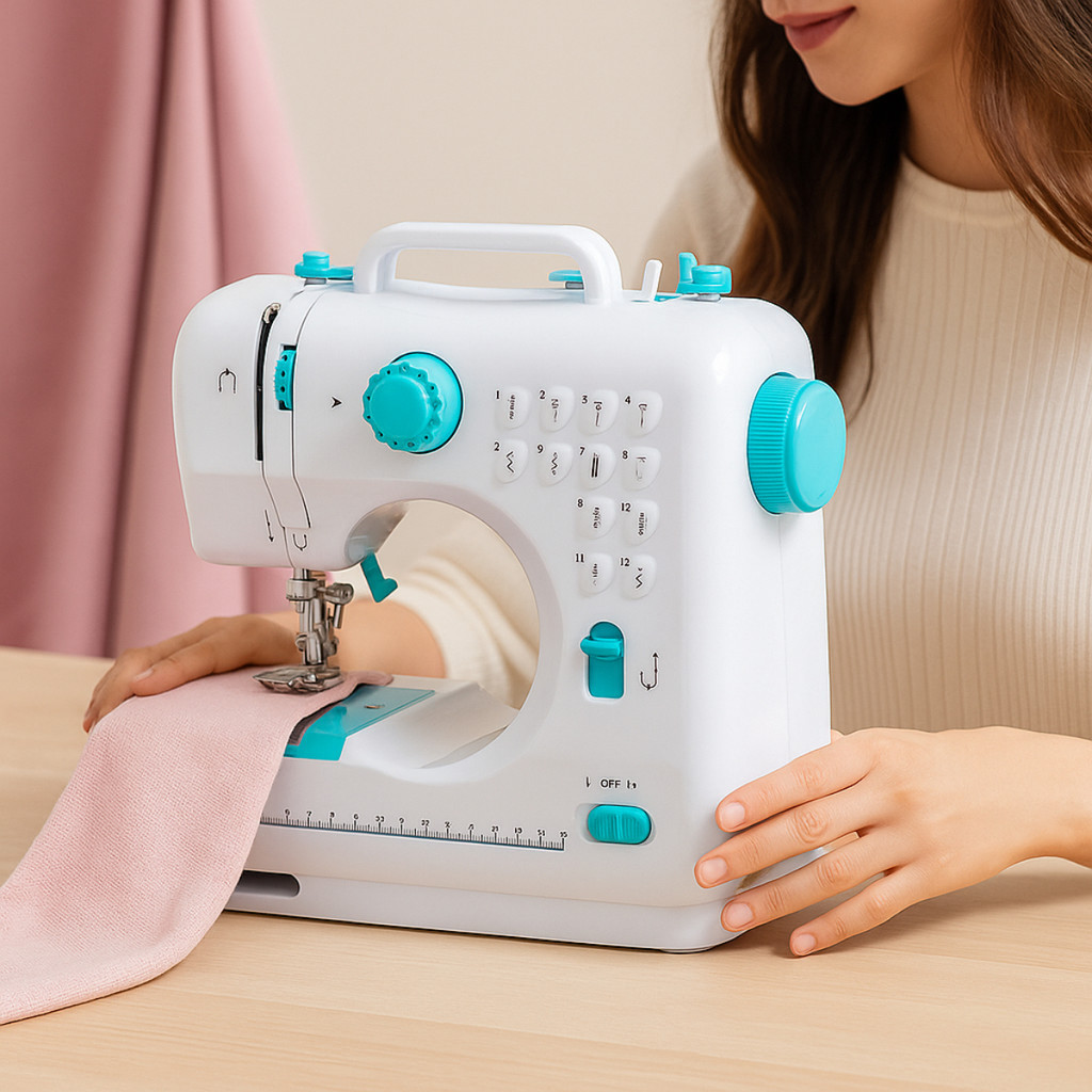 Mini Máquina de Costura Portátil Elétrica 12 Pontos Com Pedal Iluminação 110v Função Retrocesso Prática e Leve em Oferta na Shopee