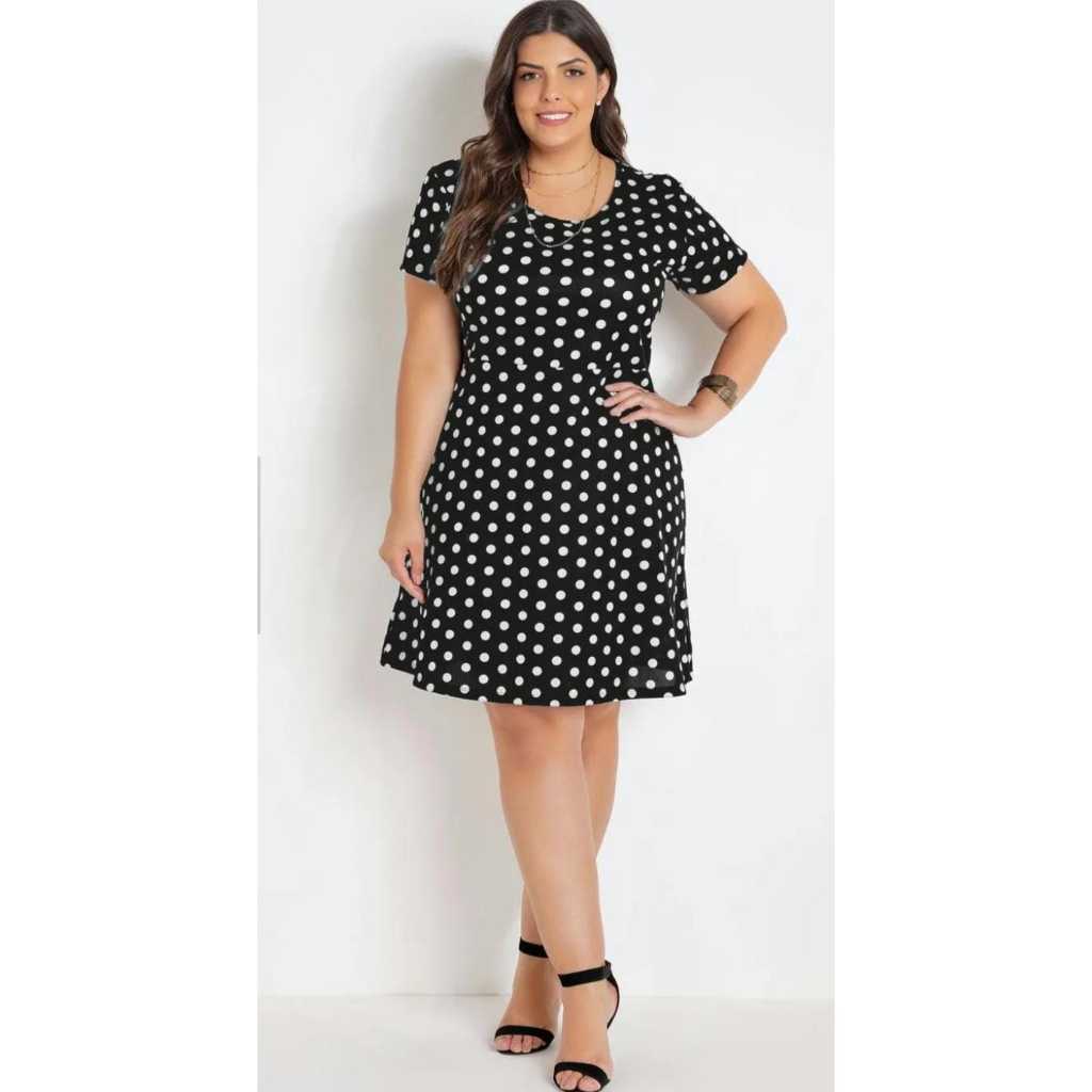 Vestido Senhora Soltinho Bolinha  Plus Size em Oferta na Shopee