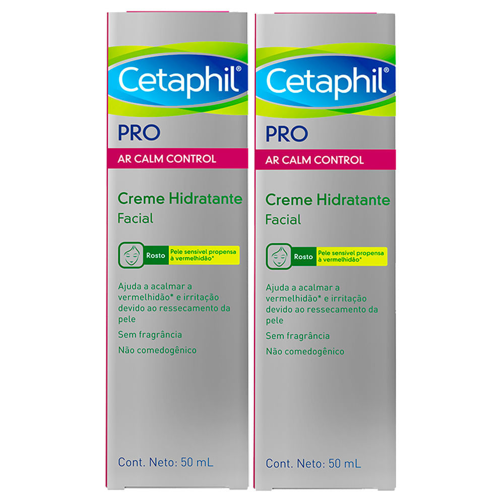 Kit 2 Cetaphil Creme Hidratante Facial Pro Ar Calm Control com 50ml