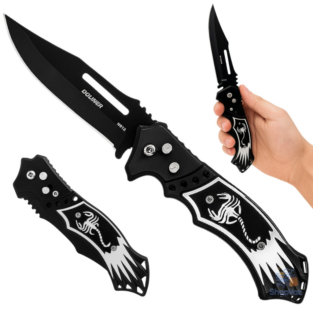 Canivete Automatico Saque Rapido Com Trava Clip de bolso metal inox Caça Pesca Camping  Escorpiao