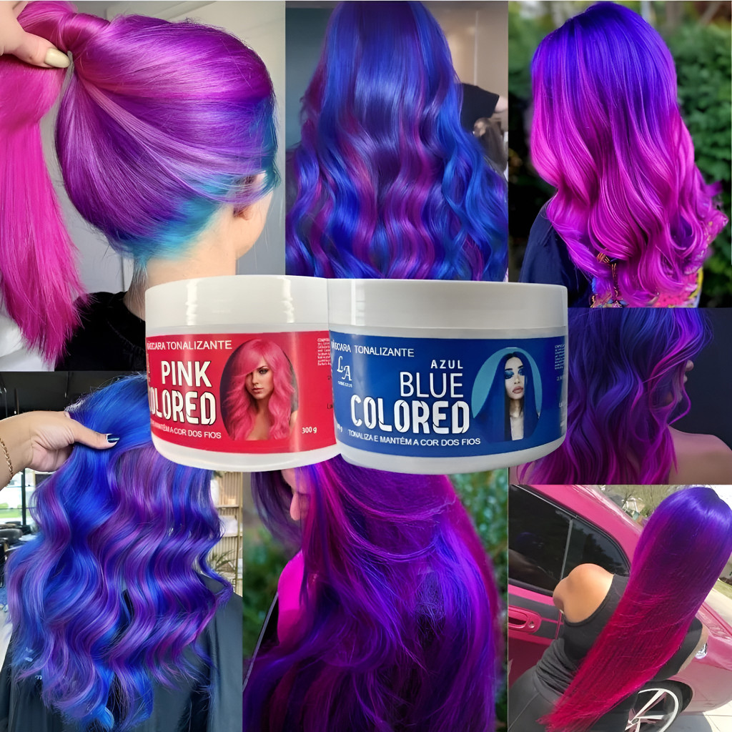 Kit Tonalizante Rosa E Azul -  Alta Pigmentação - Sem Amônia