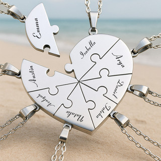 Colar Personalizado 2/3/4/5/6/7/8 PCS BFF Quebra-Cabeça Nome Pingentes de Coração Joias de Amor Familiar Gravação Grátis