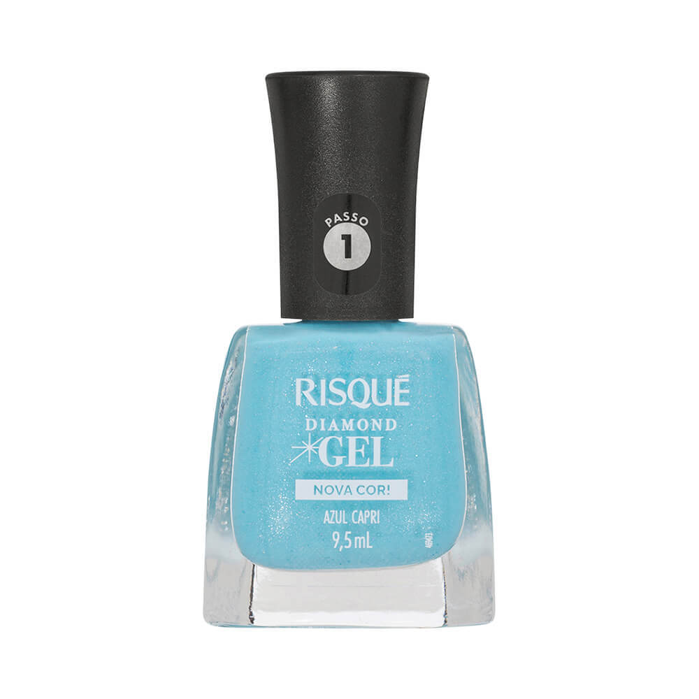 Esmalte Risqué Diamond Gel Nova Cor Azul Capri em Oferta na Shopee