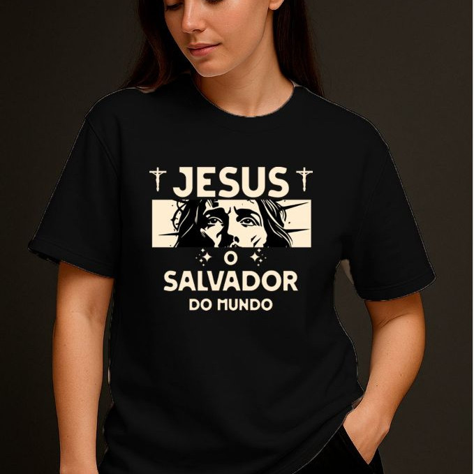 Camiseta Camisa Algodão Camiseta Masculina 100 % Algodão Lançamento Gospel Cristã Evangelica Católica - Jesus Cristo Sal