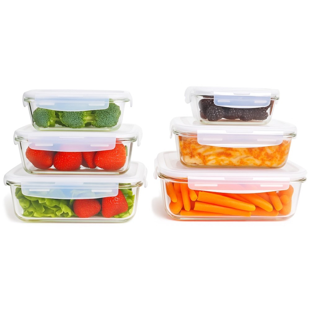 Kit 6 Potes de Vidro Marmita com Tampa Hermética Yikasa em Oferta na Shopee