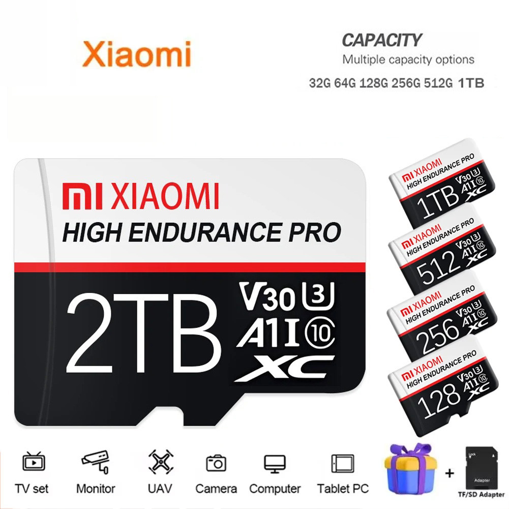 Micro Cartão De Memória TF SD 2TB 1TB U3 Classe 10 Flash Para Celular Computador cctv Câmera