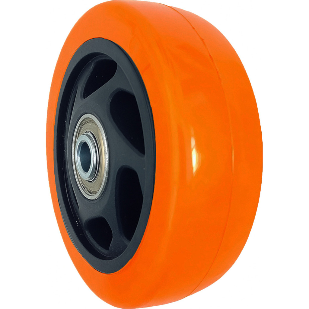 Roda PVC 412 (10cm) Pneu PVC, Nucleo de PP, Rol. De Esfera - PVC412E12_AJ