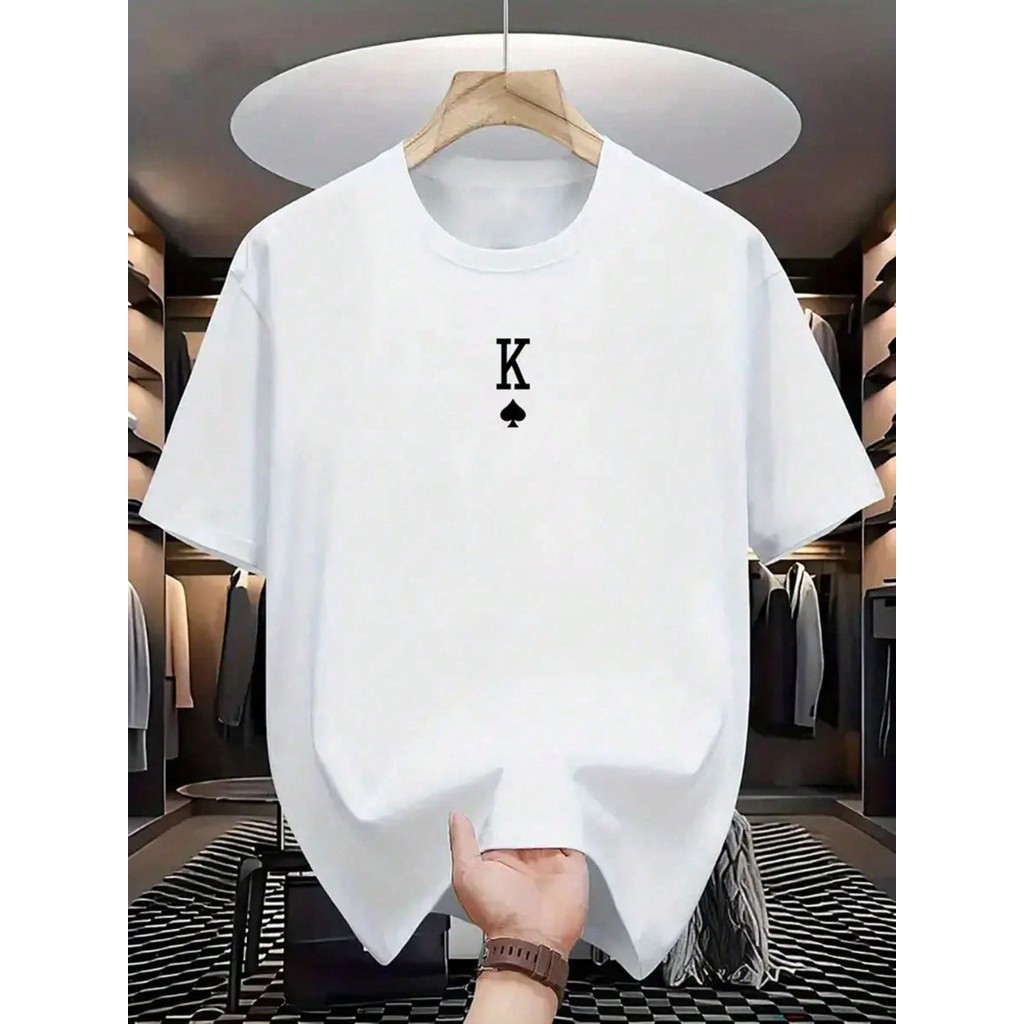 Camiseta Camisa 30.1 Oversized Masculina  100%  Algodão Lançamento Estampa Letra K Com Espadas Algodão Premium