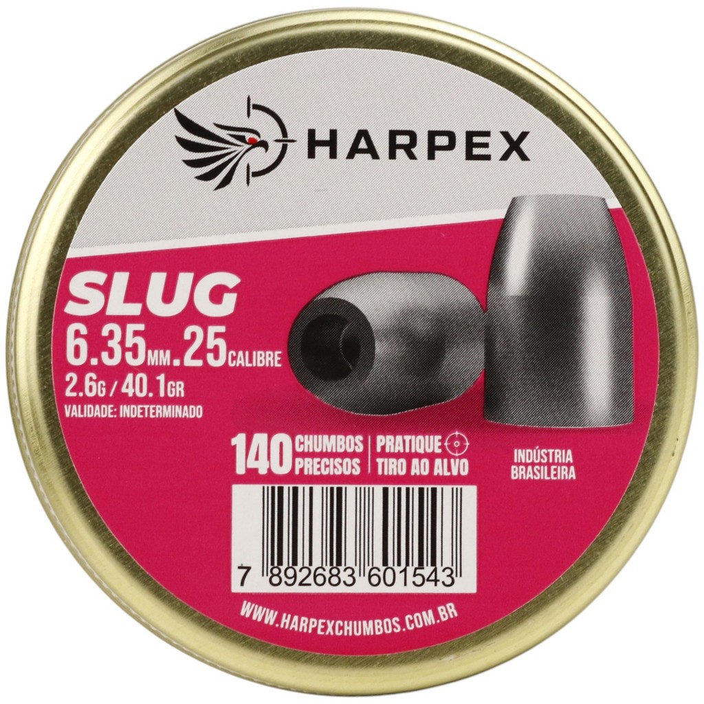 Chumbinho Harpex Slug Alta precisão 6.35mm (.25) - 140un em Oferta na Shopee