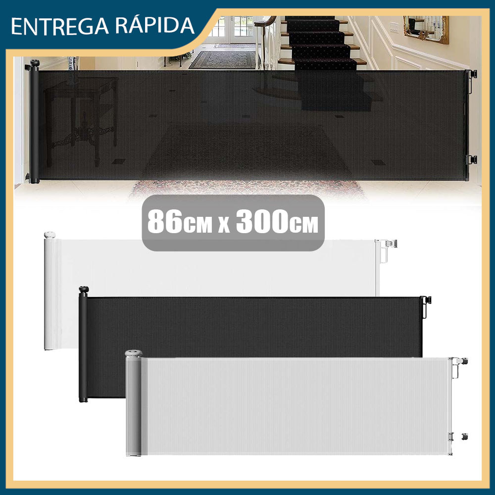 Portão retrátil para animais de estimação em escadas Cerca de segurança para bebês Adequado para portas e escadas