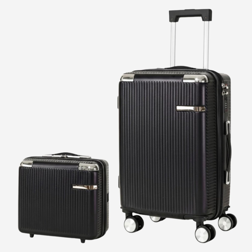 Kit Conjunto 1 Mala De Viagem 32KG Policarbonato + 1 Frasqueira Reforçada Resistente Zíper Duplo Antifurto Cadeado Senha