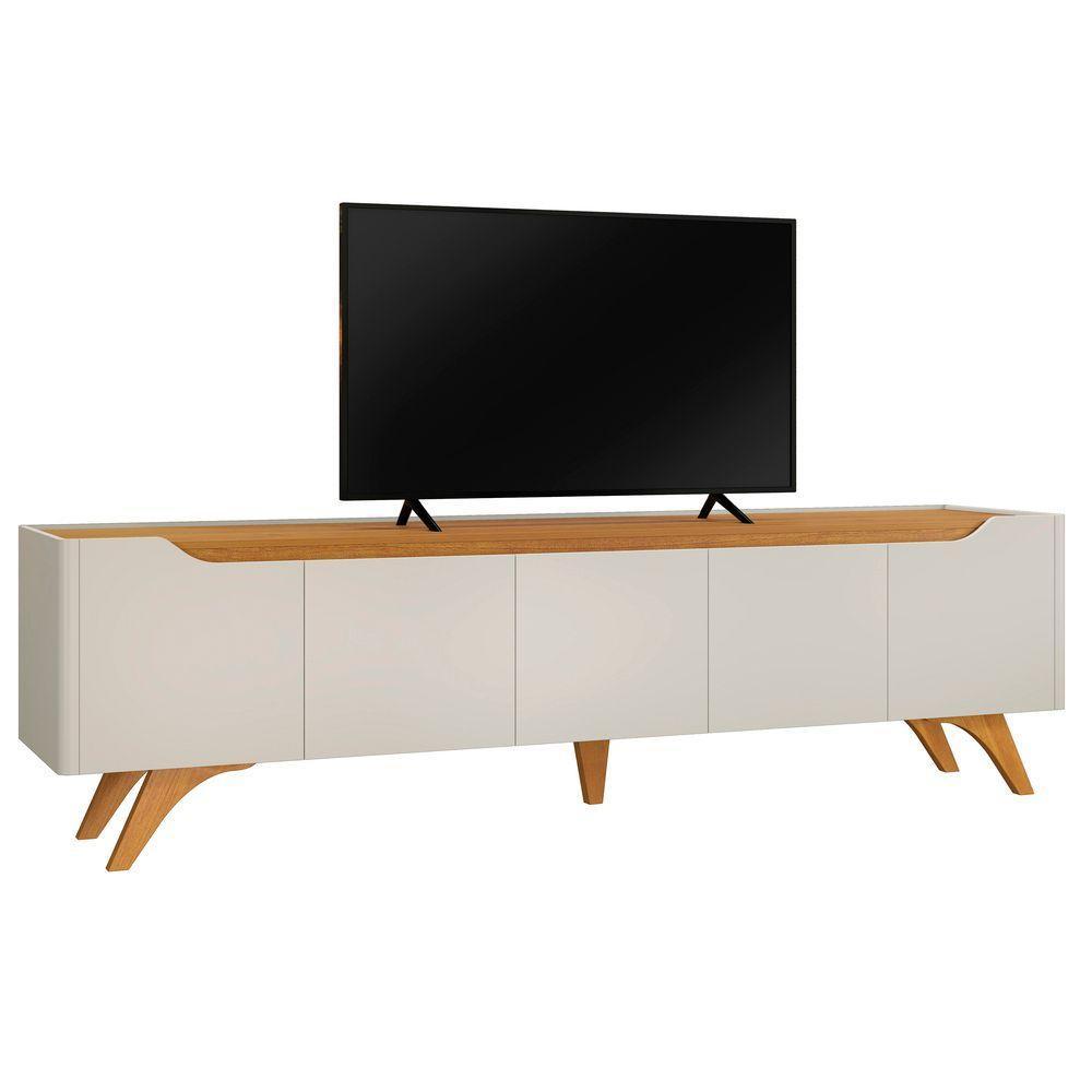 Rack Grecia 220 4 Portas E 1 Gaveta Mavaular Off White-naturale