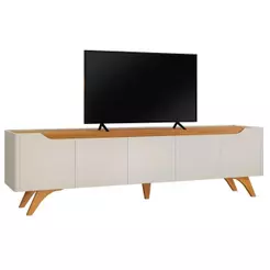 Rack Grecia 220 4 Portas E 1 Gaveta Mavaular Off White-naturale