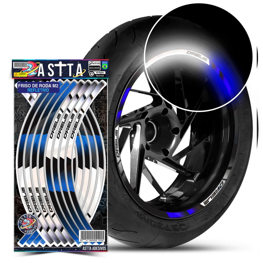 Adesivos Friso de Roda Kit M2 Compativel com Daelim Cores Refletivo Aro 13 ao 22 8mm Kit Completo Filete Moto