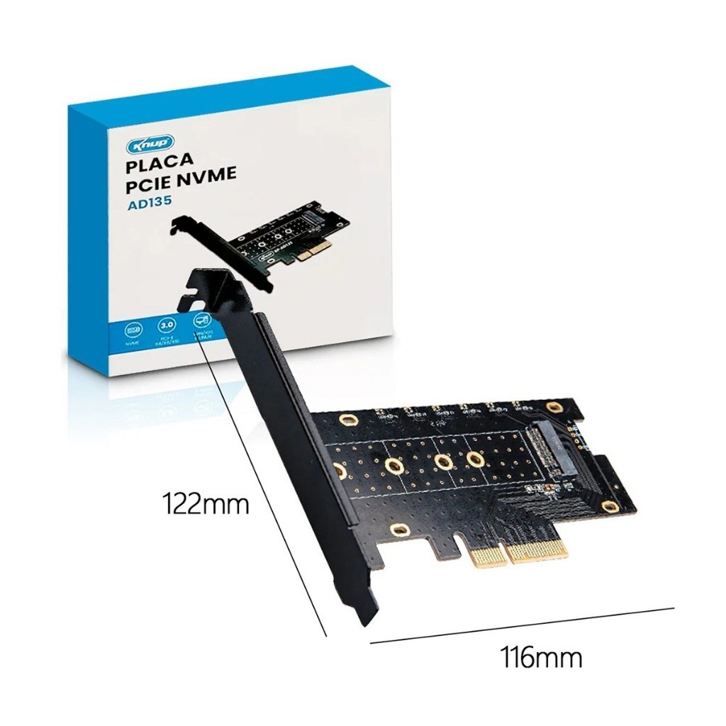 Adaptador Placa Ssd Pci-express Nvme M2 Para Pci-express X4 X8 X16 com Chave de Fenda Knup KP-AD135