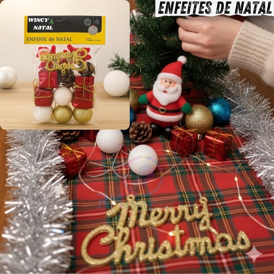 Enfeites De Natal de Pendurar Pendente Árvore Bolinhas Natalina Vermelho Presentes Decoração