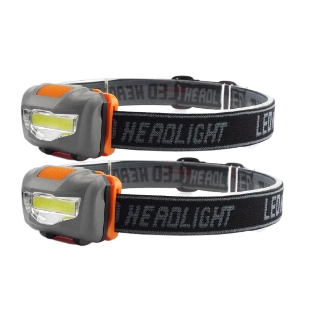 kit 2 lanternas de cabeça com funcionamento com 3 ...