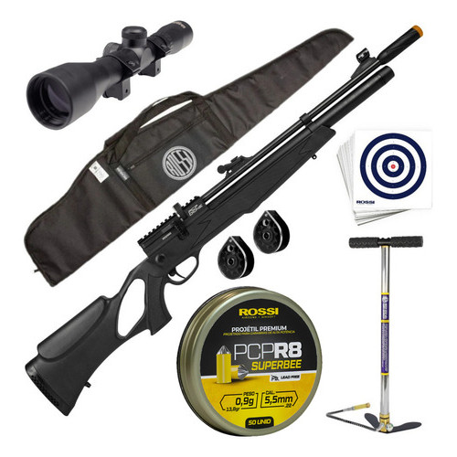Carabina PCP Rossi Dione 5,5mm Kit Bomba, Capa e Chumbinhos em Oferta na Shopee