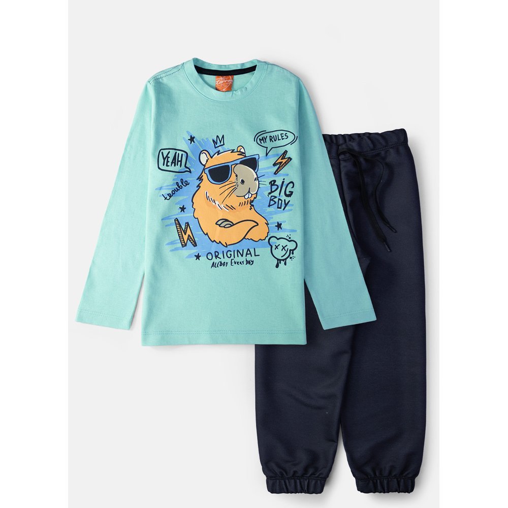 Conjunto Infantil Menino Meia Estação Capivara Street Verde Água 0709 - Torrox em Oferta na Shopee