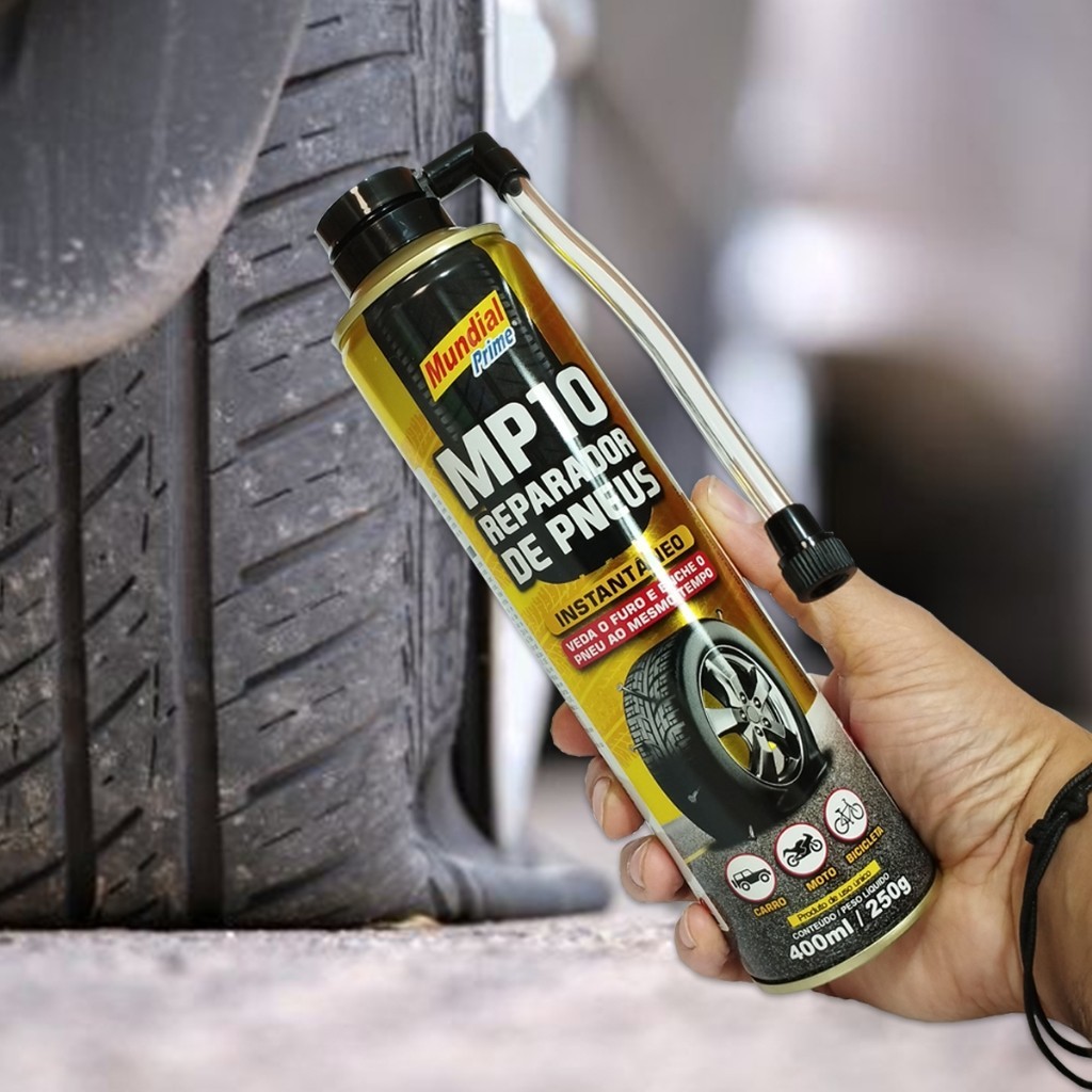 SPRAY REPARADOR DE PNEUS PARA CARROS MOTOS BICICLETAS - REPARADOR DE PNEUS VEDA FURO INSTANTÂNEO