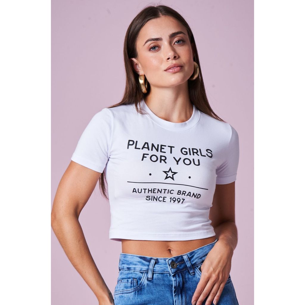 Blusa Cropped Since 1997 Planet Girls Branco