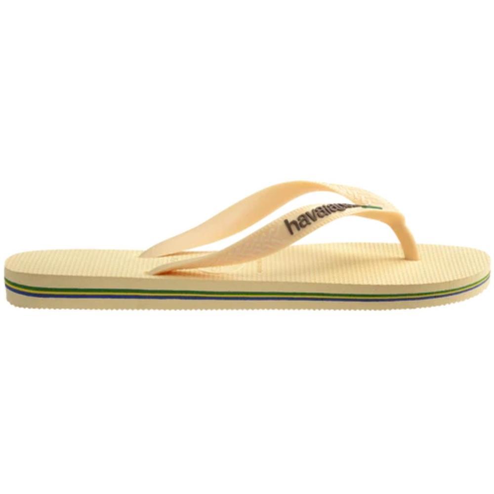 Detalhes do Chinelo Havaianas Brasil Logo Encardida - Bege