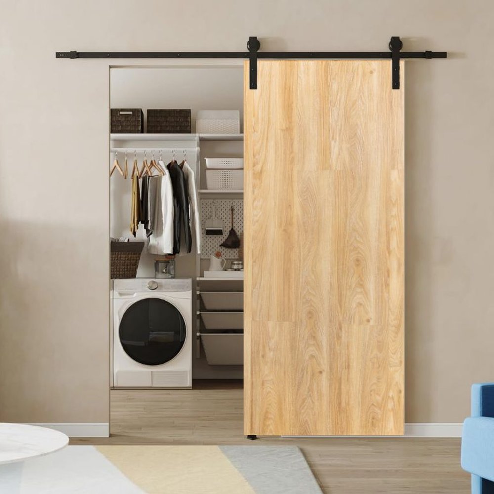 Porta Celeiro de Correr Verniz Kit Preto 210x100