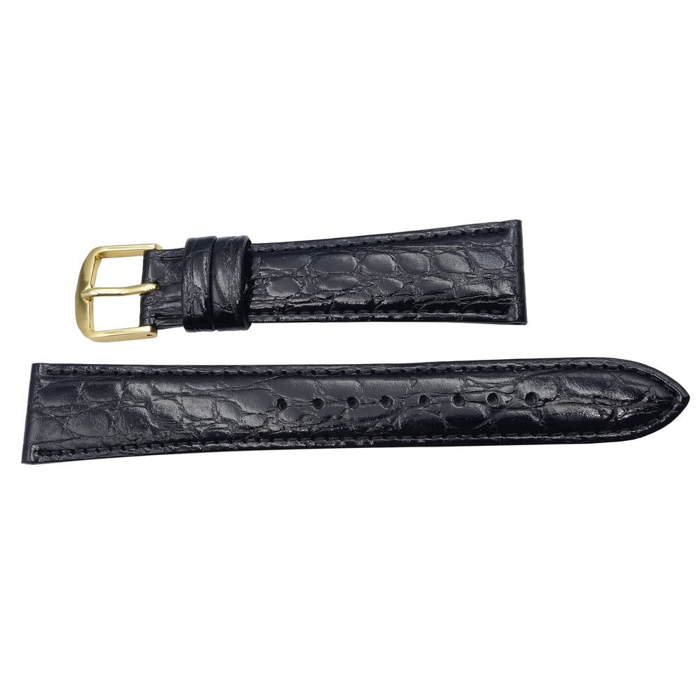 Relógio SEIKO, pulseira 20mm DAB5, couro bovino, preto, padrão crocodilo, masculino, original.