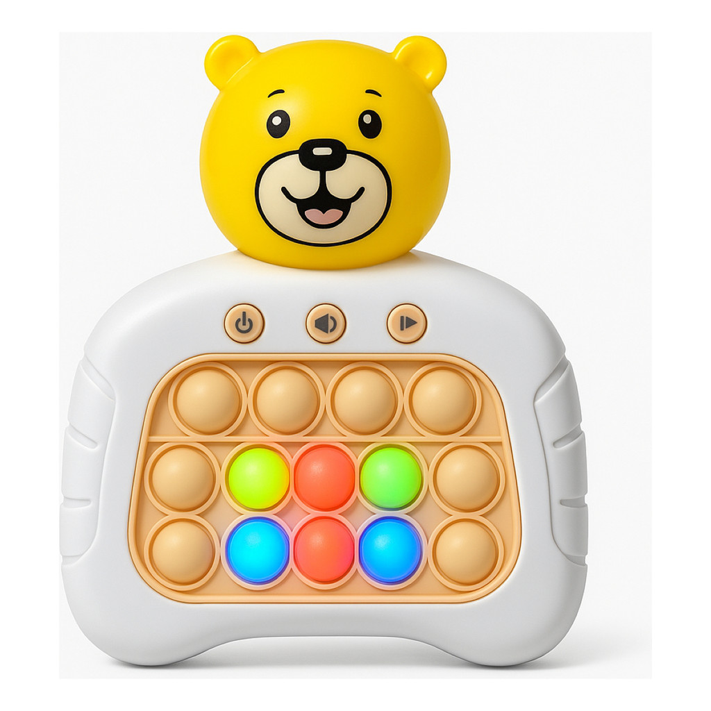 Pop It Eletrônico Ursinho com Luz e Som Jogo Interativo Educativo Infantil Diversão Pop It Eletrônico Ursinho Infantil