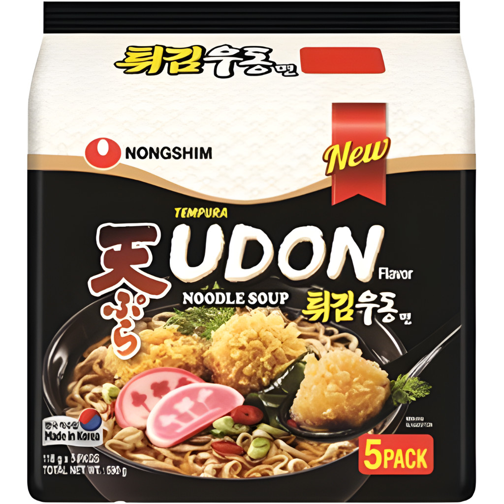 Pack Com 5 Lamen Coreano Nongshim Tempura Udon 118g